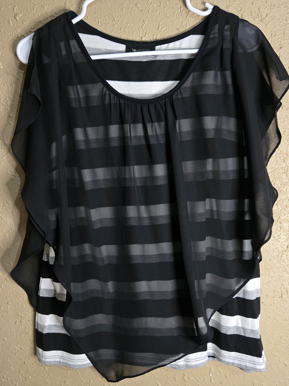 AB Studio Striped Layered Blouse (Size L/XL)